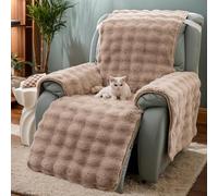 LiveGo Housse de fauteuil inclinable en peluche épaisse à motif de lapin - 58,4 cm - Housse de fauteuil inclinable Lazy Boy - Housse matelassée pour chaises inclinables et meubles (marron clair)