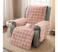 LiveGo Housse de fauteuil inclinable en peluche épaisse de lapin - 58,4 cm - Housse de fauteuil inclinable Lazy Boy - Housse matelassée pour chaises inclinables et meubles (rose)