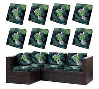 LiveGo Housses de Coussin de Patio Extérieur, Housses de Rechange Lavables pour Coussins de Canapé et de Fauteuil d’Extérieur, Protège-Sièges Doux et Durables pour Meubles de Patio (8, Feuilles Vertes
