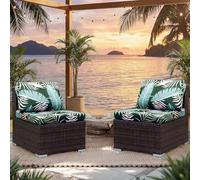 LiveGo Housses de coussin de terrasse d'extérieur, housses de rechange lavables pour canapé et canapé d'extérieur, douces et durables pour meubles de terrasse (2, forêt verte)