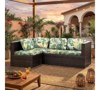 LiveGo Housses de coussin de terrasse d'extérieur, housses de rechange lavables pour canapé et canapé, douces et durables pour meubles de terrasse (8, feuilles vertes)