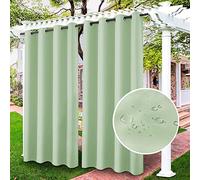 LiveGo Lot de 2 Rideaux d'extérieur occultants, imperméables et Thermiques pour terrasse, Jardin, Porche, pergola, Cour, Baie vitrée, tonnelle - Vert 01, 132 x 274 cm (l x L)