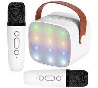 LiveGo Mini machine de karaoké pour enfants, haut-parleur Bluetooth portable avec 2 microphones sans fil pour adultes avec lumières LED, cadeaux de karaoké pour filles et garçons, anniversaire, fête à