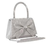 LiveGo Pochette à strass étincelants pour femmes et filles, sac à main de soirée bling pour mariage, bal, cocktail, sac à bandoulière en cristal pour mariée, demoiselle d'honneur, Argenté., M