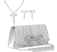LiveGo Pochette à strass étincelants pour femmes et filles, sac à main de soirée bling pour mariage, bal, cocktail, sac à bandoulière en cristal pour mariée, demoiselle d'honneur, Argent C., M