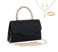 LiveGo Pochette à strass étincelants pour femmes et filles, sac à main de soirée bling pour mariage, bal, cocktail, sac à bandoulière en cristal pour mariée, demoiselle d'honneur, Noir A, M