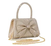 LiveGo Pochette de Soirée Étincelante pour Femmes, Sac à Main Élégant avec Décor Strass & Nœud pour Mariage, Cérémonie, Soirée Galante, Fête et Occasions Spéciales