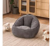 LiveGo Pouf avec soutien dorsal ergonomique et mousse à mémoire de forme - Velours côtelé douillet - Utilisation polyvalente dans le salon, la chambre, le bureau et la salle de jeux