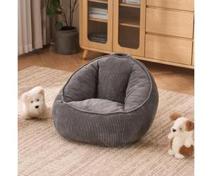 LiveGo Pouf avec soutien dorsal ergonomique et mousse à mémoire de forme - Velours côtelé douillet - Utilisation polyvalente dans le salon, la chambre, le bureau et la salle de jeux