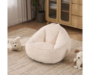 LiveGo Pouf avec soutien dorsal ergonomique et mousse à mémoire de forme - Velours côtelé douillet - Utilisation polyvalente dans le salon, la chambre, le bureau et la salle de jeux