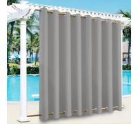 LiveGo Rideau Exterieur Terrasse,imperméables,Coupe-Vent,Rideau Pergola Extérieur Occultants à Double œillet à Isolation Thermique pour tonnelle de Porte de Jardin,Gris Clair,1 pièce|254x213cm(LxH)