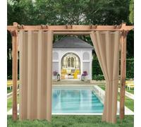 LiveGo Rideau Exterieur Terrasse,imperméables,Coupe-Vent,Rideau Pergola Extérieur Occultants à Double œillet à Isolation Thermique pour tonnelle de Porte de Jardin,Beige,2 pièces|132x213cm(LxH)