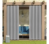 LiveGo Rideau Exterieur Terrasse,imperméables,Coupe-Vent,Rideau Pergola Extérieur Occultants à Double œillet à Isolation Thermique pour tonnelle de Porte de Jardin,Gris Clair,1 pièce|132x238cm(LxH)
