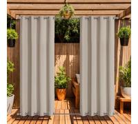 LiveGo Rideaux d'extérieur Imperméables avec Œillets (Haut et Bas), 2 Panneaux Occultants Anti-UV et Coupe-Vent pour Terrasse, Pergola, Jardin, Véranda, Balcon