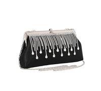 LiveGo Sac de soirée pour femme avec nœud scintillant pour mariage, fête, cocktail, bal de fin d'année, Noir , M