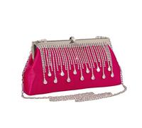 LiveGo Sac de soirée pour femme avec nœud scintillant pour mariage, fête, cocktail, bal de fin d'année, rose rouge, M