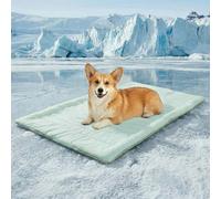 LiveGo Tapis rafraîchissant pour chien et chat - Lit réversible chaud et rafraîchissant - Tapis d'hiver chaud et rafraîchissant en été pour chatons et petits chiens (vert, taille L (122 x 71 cm)