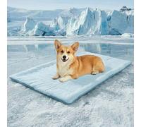 LiveGo Tapis rafraîchissant pour chien et chat - Lit réversible chaud et rafraîchissant - Tapis d'hiver chaud et rafraîchissant en été pour chatons et petits chiens (bleu, S (51 x 41 cm)