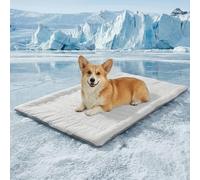 LiveGo Tapis rafraîchissant pour chien, lit pour chat - Lit réversible chaud et rafraîchissant - Tapis d'hiver chaud et rafraîchissant en été pour chatons et petits chiens (gris, L (122 x 71 cm)