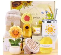 LIVEHITOP Cadeau Femme, Tournesol Coffret Cadeau Femme Soeur Maman Collegue Maitresse Amie 10PCS Personnalisé Coffrets Cadeau Inclus Mug Isotherme Anniversaire, Noël, Fete des Meres, Saint-Valentin