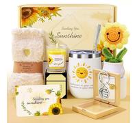 LIVEHITOP Coffret Cadeau Femme, Tournesol Cadeau Femme 7PCS Personnalisé Coffrets Cadeau Inclus Mug Isotherme Soeur Maman Collegue Amie Cadeau Noël, Fete des Meres, Saint-Valentin