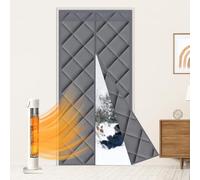 Liveinu Isolant Thermique Isolation Porte Avec Magnétique Moustiquaire Rideau De Porte Isolant Coton Rideau d'occultation Coupe-vent Imperméable Isolation Phonique 90x240cm Gris