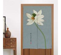 Liveinu Linen Rideau De Porte Japonais Noren Rideau Japonais Noren avec Barre Extensible Tension Fenêtre Rideaux Panneau Tenture Tapisserie Décoration 85x120cm Style 7