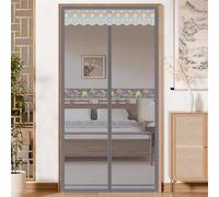 Liveinu Moustiquaire magnétique élargie de 4 cm sans perçage pour balcon, cuisine, chambre, coulissants, garage ou patio, gris, 1, 100 x 220 cm