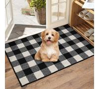 Liveinu Paillasson Attrape-Poussière, Tapis de Sol Antidérapant Lavable en Machine, imperméable, Tapis d'Entrée pour Chien, Entrée, Porte et Couloir, Noir Blanc, 80x120cm