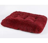 Liveinu Panier pour Chien Tissu Peluche,Shaggy Coussin Animaux Rectangulaire de Compagnie Panier Chien Lit pour Chat Chien Lavable et Chaud Super Doux et Confortable Vin Rouge M
