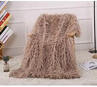 Liveinu Réversible Couverture Douce Plaid Imitation Fourrure Poil Long Plaid Peluche Polaire pour Canapé Couvre-Lit Kaki 130x160cm