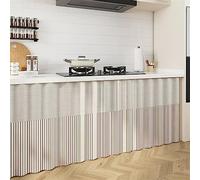 Liveinu Rideaux Armoire pour Armoire de Cuisine, Salle de Bain, Rideau Anti-poussière pour étagères, Rideaux sous l'évier, Installation Crochet et Boucle, Beige 6, 100x60cm