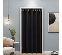 Liveinu Rideaux Occultants Isolation Thermique Rideaux à œillets Phonique Anti Bruit Rideau de Porte Interieur, pour Porte, Chambre d'enfant Anti Froid 75x200cm Noir