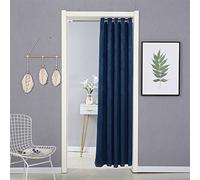 Liveinu Rideaux Rideau Occultant Rideaux Anti Froid Opaque à Oeillets Isolation Thermique pour Chambre Maison Rideau de Porte Interieur Fixation sans perçage pour Porte 150x150cm Bleu Marine