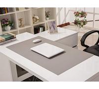 Liveinu Tapis de Souris Bureau Hydrorésistant Multifonction Gaming Mousepad Grand Tapis de Souris Gamer Tapis de Bureau Anti-Glissant Surface Cuir pour Ordinateur et Ordinateur Portable Gris Clair