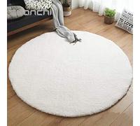 Liveinu Tapis Shaggy à Poils Longues Rond Antistatique Lavable Décoration pour Chambre à Coucher Salon Différentes Tailles Et Coloris Ø 200 cm Blanc