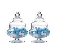 Livejun Lot de 2 bocaux d'apothicaire en verre transparent pour buffet de bonbons, petits bocaux de rangement élégants décoratifs pour biscuits, cuisine, fête de mariage
