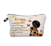 Livel lhood Trousse de maquillage afro-américaine mignonne avec fermeture éclair « It's Okay To Be Yourself » - Cadeau d'anniversaire inspirant pour les femmes noires et les amies, hzt0747, Small