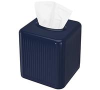 Livelab Housse de boîte à mouchoirs avec Base, Support carré en Plastique décoratif Moderne pour Salle de Bain, Meuble, comptoir, Salon, Chambre à Coucher, Bureau - Bleu Marine