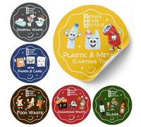LiveLaif®-Ø8,7cm-Kit 6 Autocollants Poubelle de Tri Selectif | ITALIANO, Vinyle | Stikers pour Poubelle Recyclage | Etiquettes bac tri selectif | Colorés,Éducatifs pour Enfants (Ø8,7cm-Italiano)