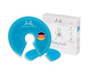 Livella Coussinets de Gel pour Seins 3-en-1 Compresses Chaud/Froid d’Allaitement - Utilisation avec Tire-Lait - Apaisant & Stimulant - 2x Coussinets de Gel Thermique & 2x Housses de Protection