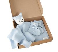 Livella | Doudou Renard pour Bébé avec Chaussettes - Idée Cadeau Naissance Originale & Coffret Mignon pour Nouveau-Né - Coton Bio GOTS, Tricot Doux, Couverture Fine 40x40cm, Hypoallergénique