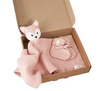 Livella | Doudou Renard pour Bébé avec Chaussettes - Idée Cadeau Naissance Originale & Coffret Mignon pour Nouveau-Né - Coton Bio GOTS, Tricot Doux, Couverture Fine 40x40cm, Hypoallergénique