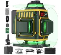 Livella Laser Autolivellante 16 Linee, Niveau Laser Vert 4 x 360° Autonivelant, 4D Lignes Laser à Ligne Croisée Afficheur de Puissance, 2 x Batterie, Supporto Rotante, Telecomando, Base Magnetica