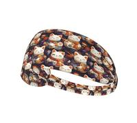 Lively Bandeau d'entraînement pour femme avec imprimé chat mignon - Bandeau antidérapant et extensible pour femme - Bandeau anti-transpiration pour le sport, la course à pied, le tennis, l'athlétisme