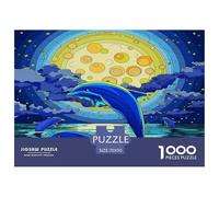 Lively Dolphin Puzzles 1000 Pièces pour Adultes Et Enfants Animal Jeu De Création Et Logique pour Enfants 1000 Pieces Activité Relaxante Cadeau pour Femme, Homme, Couple Et Amie 70x50cm/1000pcs