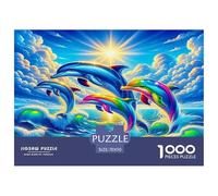 Lively Dolphin Puzzles 1000 Pièces Pour Adultes Et Enfants Animal Jeu Éducatif Jouets Défi 1000 Pieces Décoration De La Maison - Décoration Murale Cadeaux Cadeau Pour Femme, Homme, Couple Et Amie 70x5