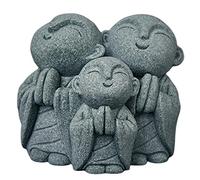 livelyfish 3 Statue de Bouddha Japonais Grès Moine Priant Figurine Zen Jardin Aquarium Décoration Maison 14