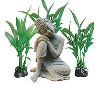 Livelyfish Figurines de Bouddha en pierre asiatique pour aquarium, jardin zen, décoration d'aquarium, mini bouddha en pierre, sculptures de jardin, décoration, cadeau