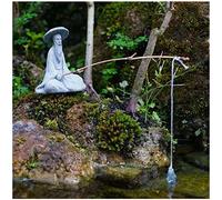 livelyfish Mini Statue de pêcheur pour Aquarium - Décoration Zen Asiatique - Figurines de pêche assises - Grès - Décoration Vintage pour Aquarium, Jardin, Maison, décoration Japonaise, B